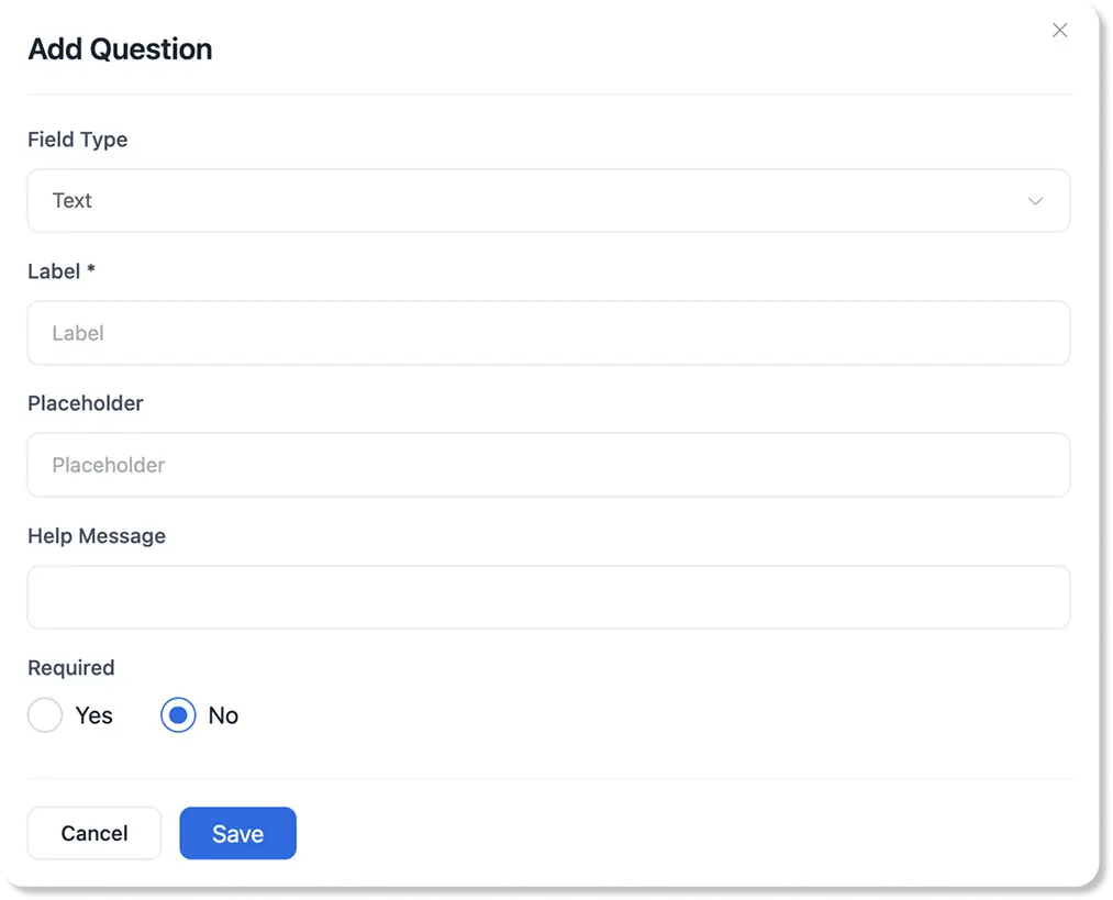 field selection for booking page